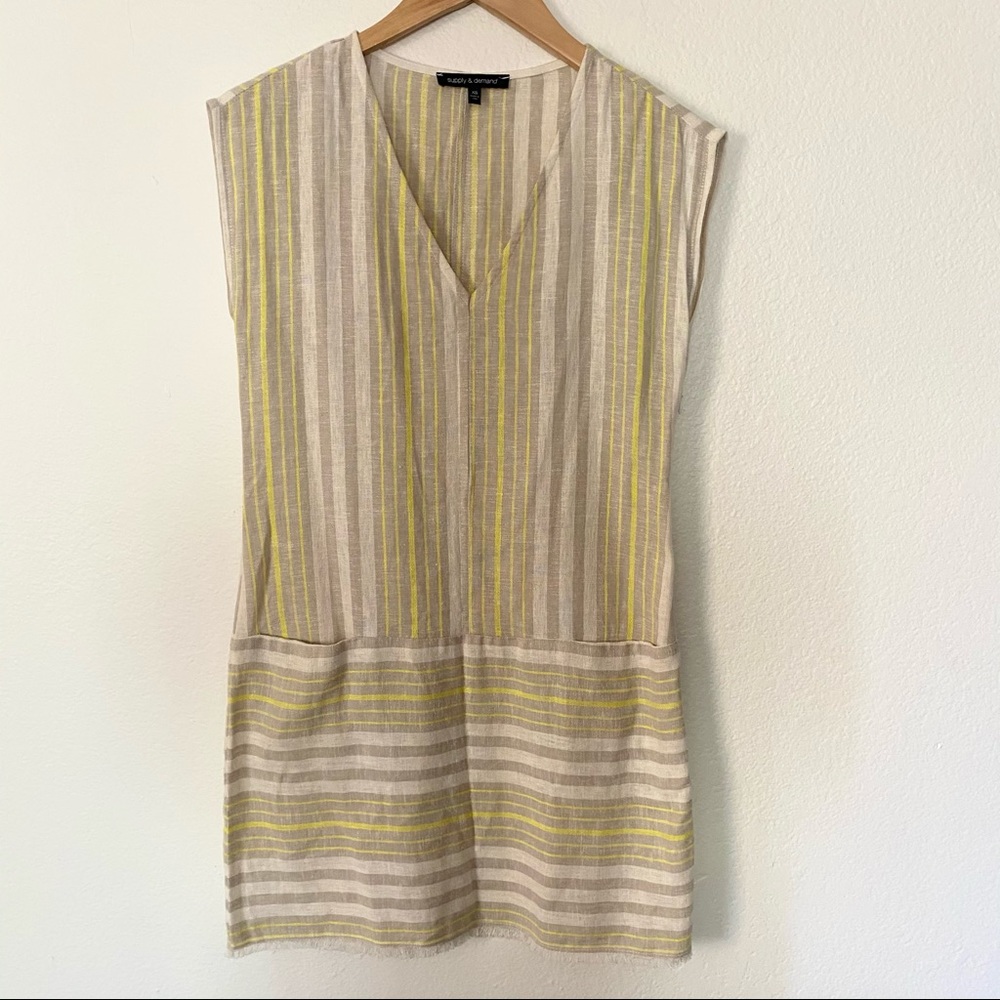 Supply and Demand stripe linen tank dress XS